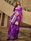 Stunning Purple Zari Weaving Silk Function Wear Saree With Blouse
