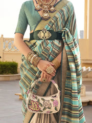 Beautiful Multi-Color Printed Silk Traditional Saree With Blouse