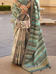 Beautiful Multi-Color Printed Silk Traditional Saree With Blouse