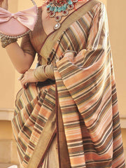 Stunning Multi-Color Printed Silk Festival Wear Saree With Blouse