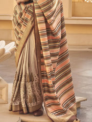 Stunning Multi-Color Printed Silk Festival Wear Saree With Blouse