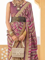 Gorgeous Multi-Color Printed Silk Event Wear Saree With Blouse
