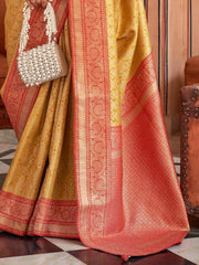 Captivating Yellow Zari Woven Silk Haldi Wear Saree With Blouse