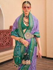 Captivating Lavender Digital Printed Silk Festival Wear Saree With Blouse