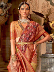 Alluring Pastel Green Zari Weaving Silk Event Wear Saree With Blouse