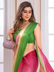 Bewitching Multi-Color Satin Event Wear Plain Saree With Blouse