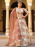 Fascinating Off-White Floral Printed Silk Traditional Lehenga Choli