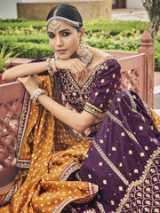 Bewitching Wine Sequins Silk Wedding Wear Lehenga Choli With Dupatta