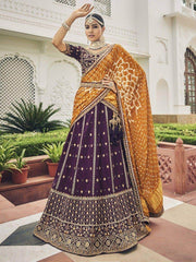 Bewitching Wine Sequins Silk Wedding Wear Lehenga Choli With Dupatta