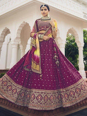 Beautiful Rani Pink Sequins Silk Bridesmaid Lehenga Choli With Dupatta
