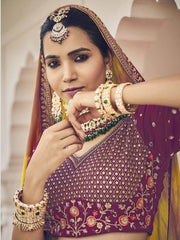 Beautiful Rani Pink Sequins Silk Bridesmaid Lehenga Choli With Dupatta