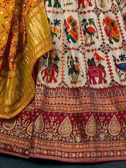 Beautiful Off-White Khatli Work Silk Wedding Lehenga Choli With Dupatta