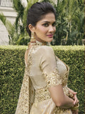 Enchanting Beige Zari Weaving Silk Traditional Saree With Blouse