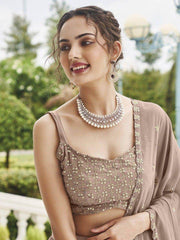 Gorgeous Brown Sequins Georgette Reception Wear Lehenga Choli