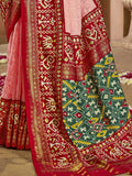 Incredible Peach Lucknowi Work Tussar Silk Saree With Blouse