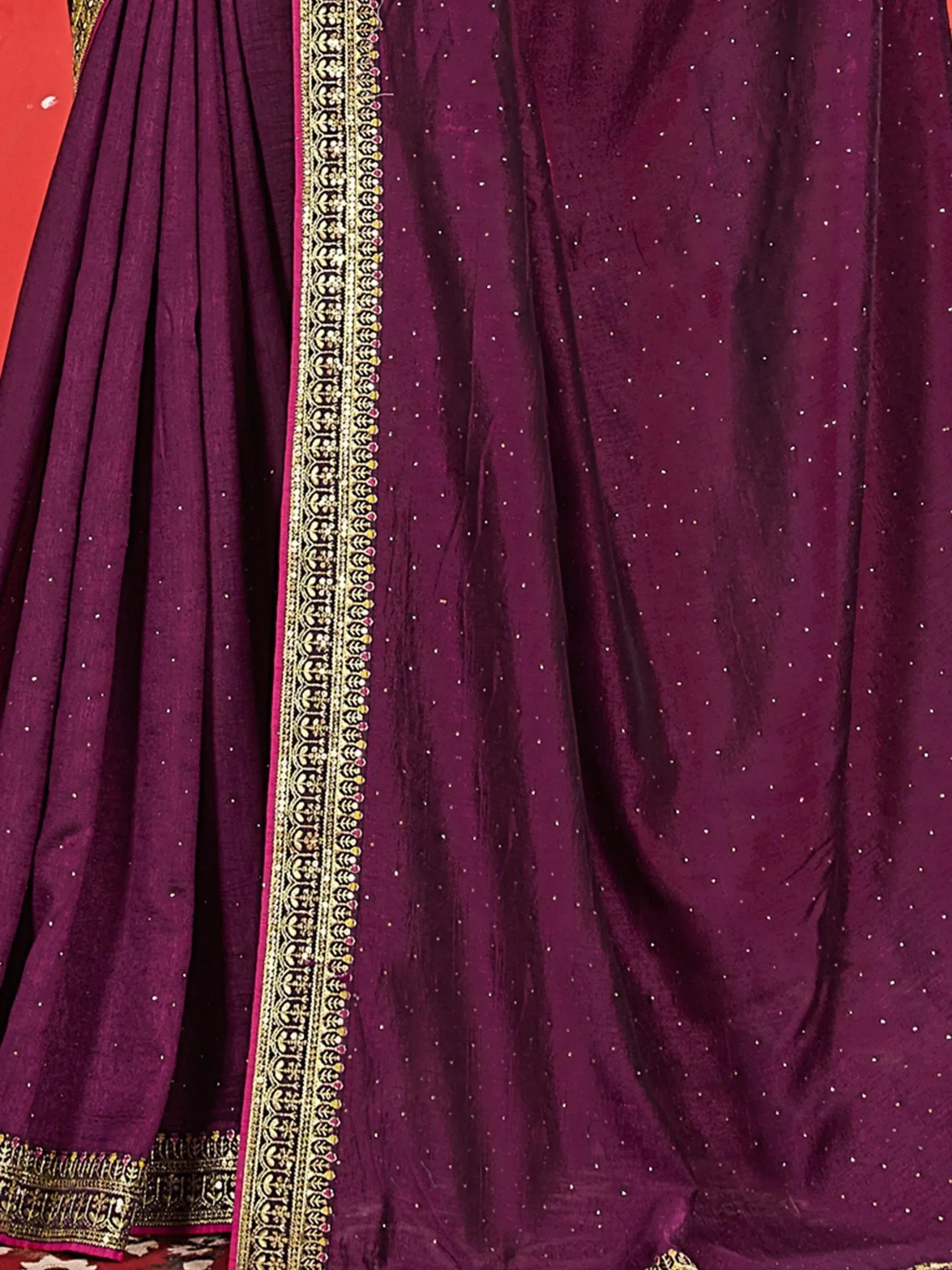 Purple Indian ethnic lehenga with gold embroidery and sequin detailing