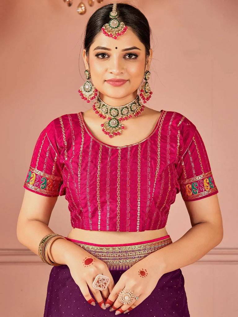 Fabulous Wine Swarovski Work Silk Event Wear Saree With Blouse