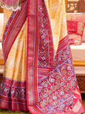Sweet Yellow & Red Patola Printed Silk Event Wear Saree With Blouse