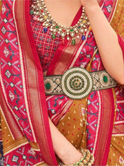 Captivating Mustard Yellow Patola Printed Silk Traditional Saree