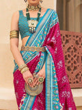 Attractive Pink Patola Printed Silk Festival Wear Saree With Blouse