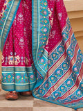 Attractive Pink Patola Printed Silk Festival Wear Saree With Blouse