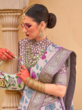 Magnetic White Floral Printed Silk Festival Wear Saree With Blouse
