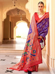 Awesome Purple Digital Printed Silk Function Wear Saree With Blouse