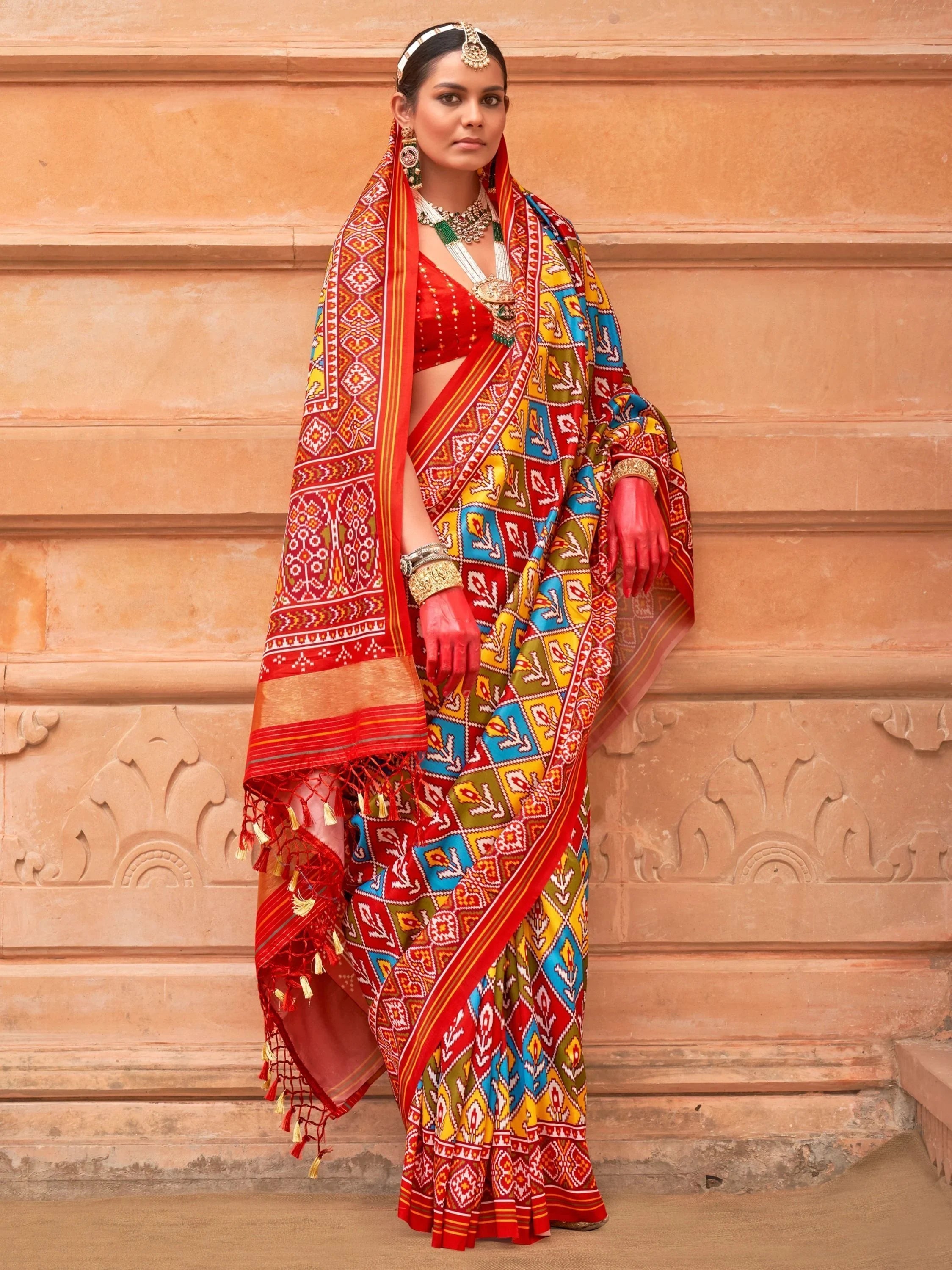 Enchanting Multi-Color Patola Printed Silk Event Wear Saree With Blouse