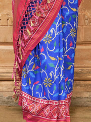 Astonishing Blue Patola Printed Silk Festival Wear Saree With Blouse