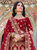 Radiate Maroon Coding Embroidered Velvet Bridal Lehenga Choli