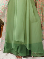 Special Pista Green Georgette Engagement Wear Skirt Top With Shrug - Ethnic Plus In