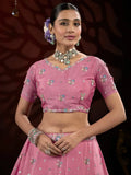 Spectacular Pink Sequins Net Bridesmaid Lehenga Choli With Dupatta - Ethnic Plus In