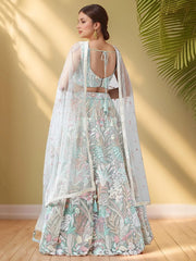 Spectacular Pista Green Sequins Net Wedding Wear Lehenga Choli - Ethnic Plus In
