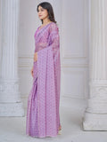 Spectacular Lavender Digital Printed Organza Event Wear Saree