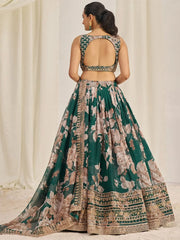 Startling Green Sequins Organza Festival Wear Lehenga Choli With Dupatta - Ethnic Plus In
