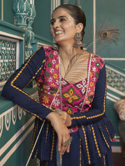 Startling Multi Color Printed Silk Navratri Lehenga Choli With Jacket - Ethnic Plus In