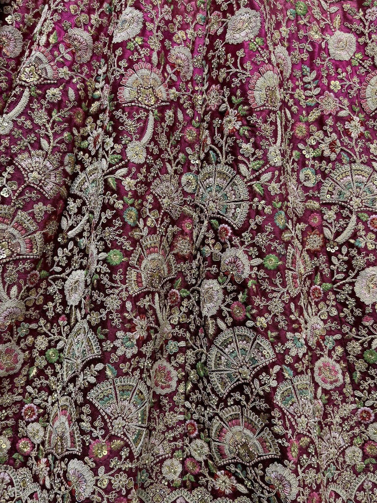 Startling Pink Embroidered Velvet Bridal Lehenga Choli With Dupatta - Ethnic Plus In