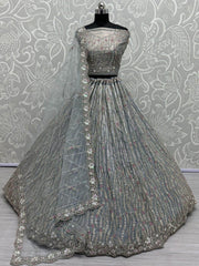 Striking Powder Blue Silk Function Wear Lehenga Choli With Dupatta - Ethnic Plus In