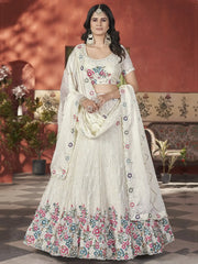 Stunning Beige Sequins Chinon Wedding Lehenga Choli With Dupatta - Ethnic Plus In