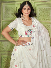 Stunning Beige Sequins Chinon Wedding Lehenga Choli With Dupatta - Ethnic Plus In