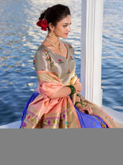 Stunning Blue Zari Weaving Silk Traditional Lehenga Choli With Dupatta - Ethnic Plus In