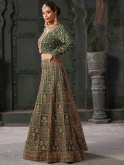 Stunning Green Sequins Georgette Wedding Lehenga Choli With Dupatta - Ethnic Plus In