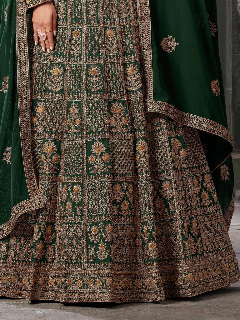 Stunning Green Sequins Georgette Wedding Lehenga Choli With Dupatta - Ethnic Plus In