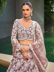 Stunning Lavender Color Sequins Work Satin Bridesmaid Lehenga Choli - Ethnic Plus In