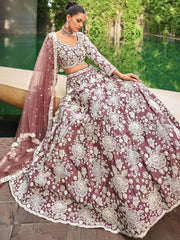Stunning Lavender Color Sequins Work Satin Bridesmaid Lehenga Choli - Ethnic Plus In