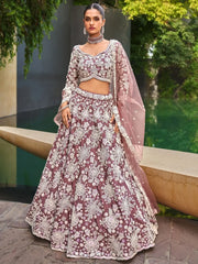 Stunning Lavender Color Sequins Work Satin Bridesmaid Lehenga Choli - Ethnic Plus In