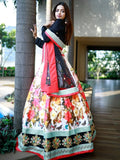 Stunning Multi Color Floral Printed Silk Celebrity Lehenga Choli - Ethnic Plus In