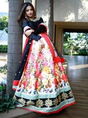 Stunning Multi Color Floral Printed Silk Celebrity Lehenga Choli - Ethnic Plus In