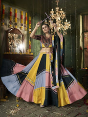 Stunning Multi - Color Mirror Work Cotton Traditional Lehenga Choli - Ethnic Plus In