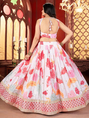 Stunning Off - White Floral Printed Lehenga Choli With Georgette Dupatta - Ethnic Plus In